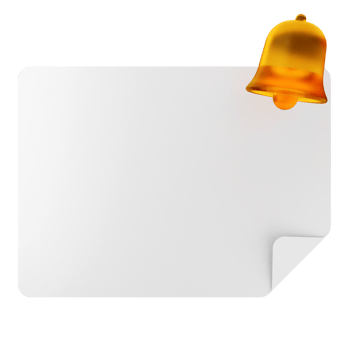 A white paper with a yellow bell on it png