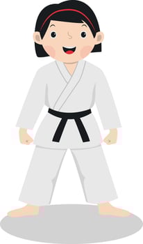 Karate Girl Character in Cartoon Design vector