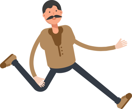 Old Man in Brown Shirt Character Running Illustration png
