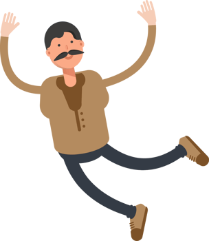 Old Man in Brown Shirt Character Relaxing and Jumping png