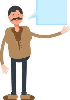 Old Man in Brown Shirt Character and Speech Bubble png