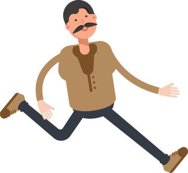 Old Man in Brown Shirt Character Walking png