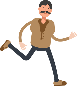 Old Man in Brown Shirt Character Running png