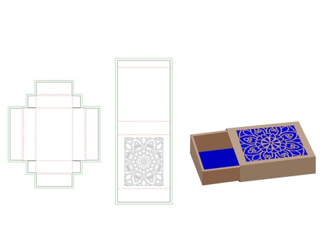 Fire Match Box with mandala Pattern Dieline Template vector