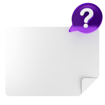 A white paper with a question mark and a purple speech bubble png