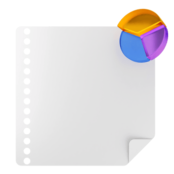 A white sheet with a pie chart on it png