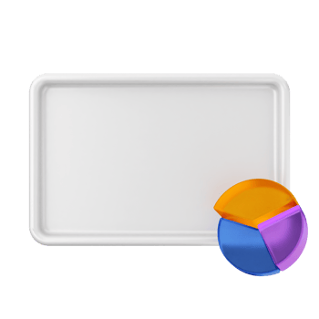 A white tray with a pie chart on it png