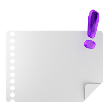 A white sheet with a purple question mark on it png