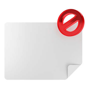A red circle with a no sign on a white sheet of paper png