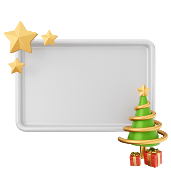 Christmas tree and presents on a white plate png