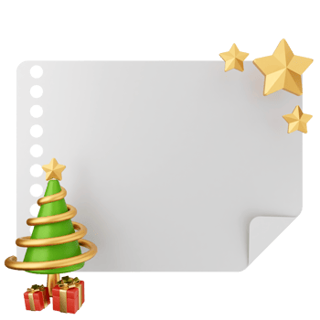A blank sheet of paper with a christmas tree and presents png