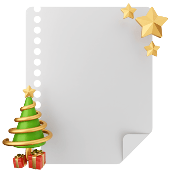 Christmas tree and presents on a blank sheet of paper png