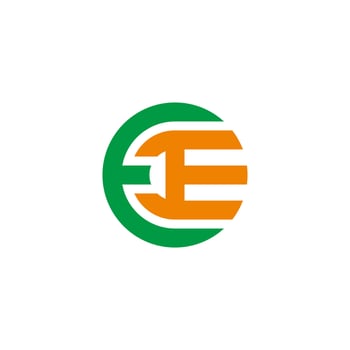 letter ce round stripes colorful geometric logo vector