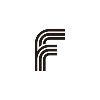 letter fr thin lines stripes simple logo vector