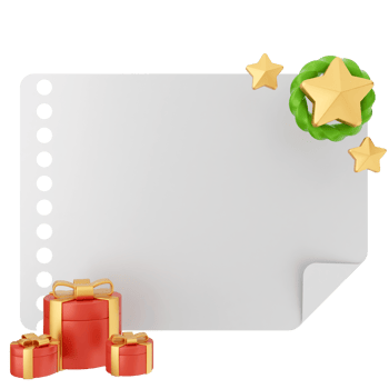 A blank paper with gifts and a star png