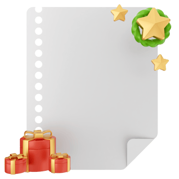 A blank sheet of paper with christmas gifts png