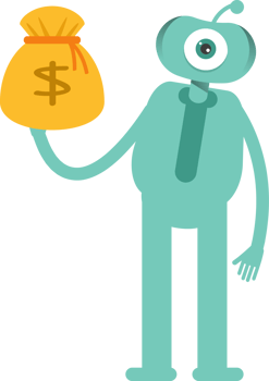 One Eye Monster Character Holding Dollar Sack png