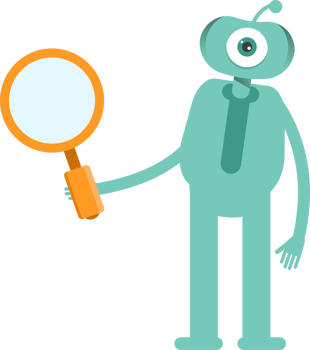 One Eye Monster Character Holding Magnifier png