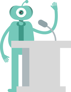 One Eye Monster Character Speaking on Podium png