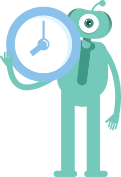 One Eye Monster Character Holding Blue Clock png