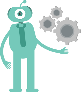 One Eye Monster Character Holding Gears png