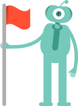 One Eye Monster Character Holding Waving Red Flag png