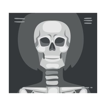 X-ray Film of Front Viewed Skull Illustrated Image for Educational Purpose vector