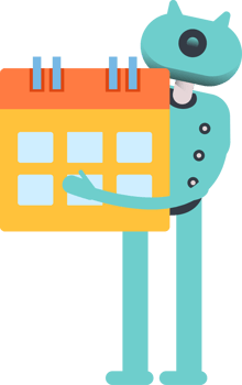 Cute Humanoid Robot Character Holding Calendar png