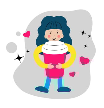 Cute woman with a glass of coffee vector