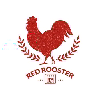 Red Rooster Label with Poultry Silhouette, Restaurant Menu, Packaging, Farm Market, Butcher Shop Retro Badge Illustration vector