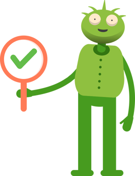 Cute Green Monster Character Showing Check Mark png