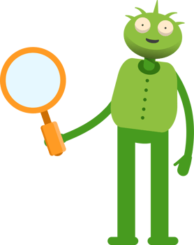 Cute Green Monster Character Holding Magnifier png