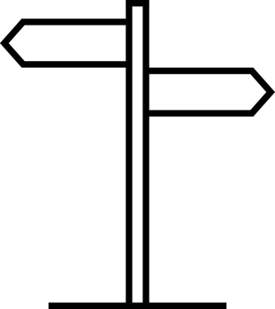 Black line arrow sign post icon png