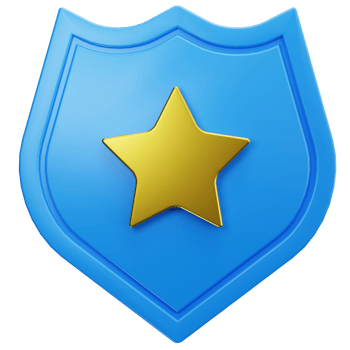 3D Icon Star Achievement Blue Shield png