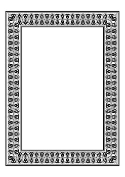 Rectangular Vertical European national ornament frame. A4 format. European pattern frame, ornament, border of Greece, ancient Rome, Byzantine. For Diplom, certificate, embroidery, sandblasting, laser vector