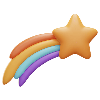 3d render of a vibrant rainbow trail leading to a golden star symbol isolated png