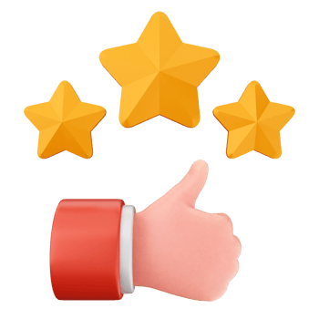 A thumb up and five stars on a black background png