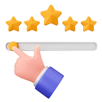 A hand pressing a button to select five stars png