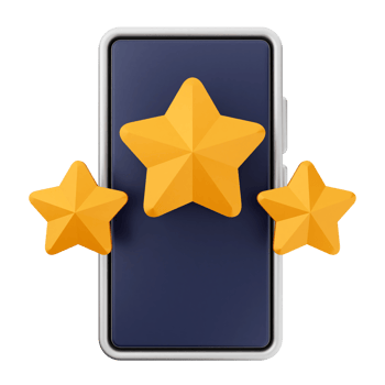 A smartphone with three stars on it png