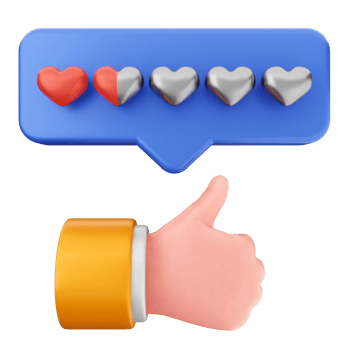 A hand with thumbs up and a heart icon png