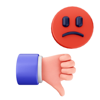 A hand holding a red and blue emoticor with a thumbs down png