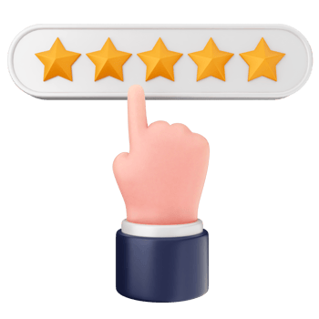 A hand pointing to five stars on a button png