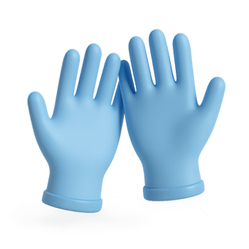 High-Quality 3D Render of Blue Sanitary Gloves Isolated on White png