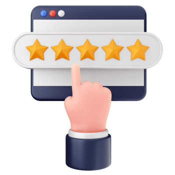 A hand holding a five star rating on a computer screen png