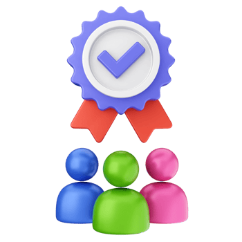 A group of people with a badge and a ribbon png