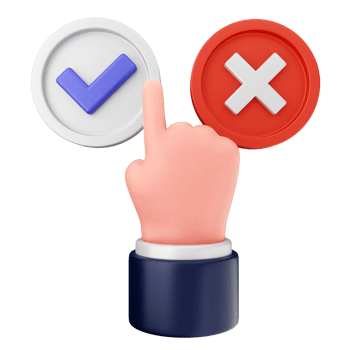 A hand pointing at a check mark and a tick mark png