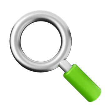 A magnifying glass with a green handle png