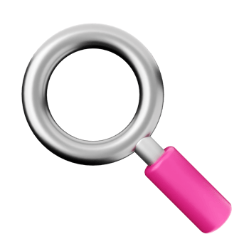 A pink magnifying glass on a black background png