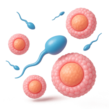 3D Illustration of Reproductive Cells and Sperm in an Abstract Style png