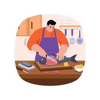 Cutting fish illustration. EPS 10 File vector